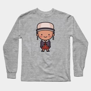 Cute Traditional Ecuadorian Woman Cartoon Long Sleeve T-Shirt